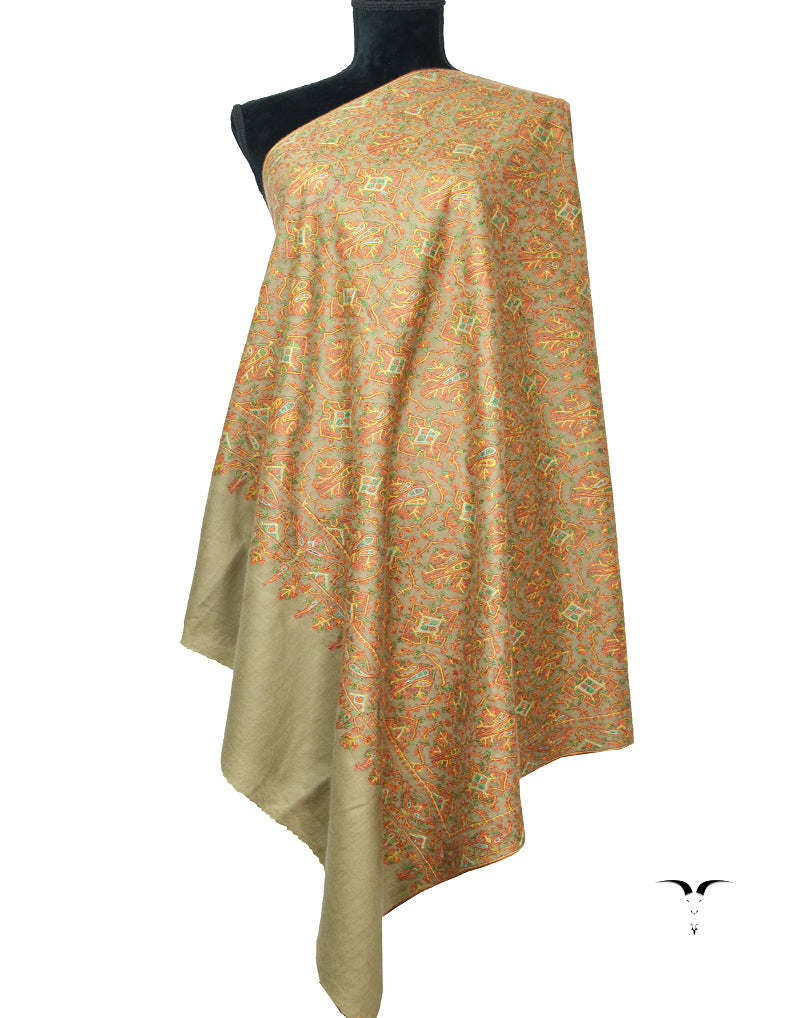 Natural Pashmina Shawl In Sozni 6153