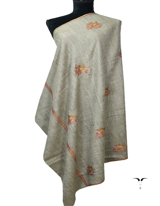 Light and Dark Grey Embroidery Pashmina Shawl 7138