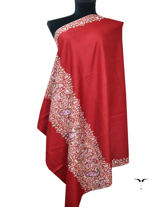 Red Embroidery Pashmina Shawl 7715