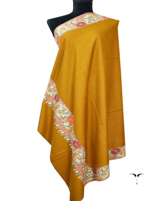 Mustard Embroidery Pashmina Shawl 7720