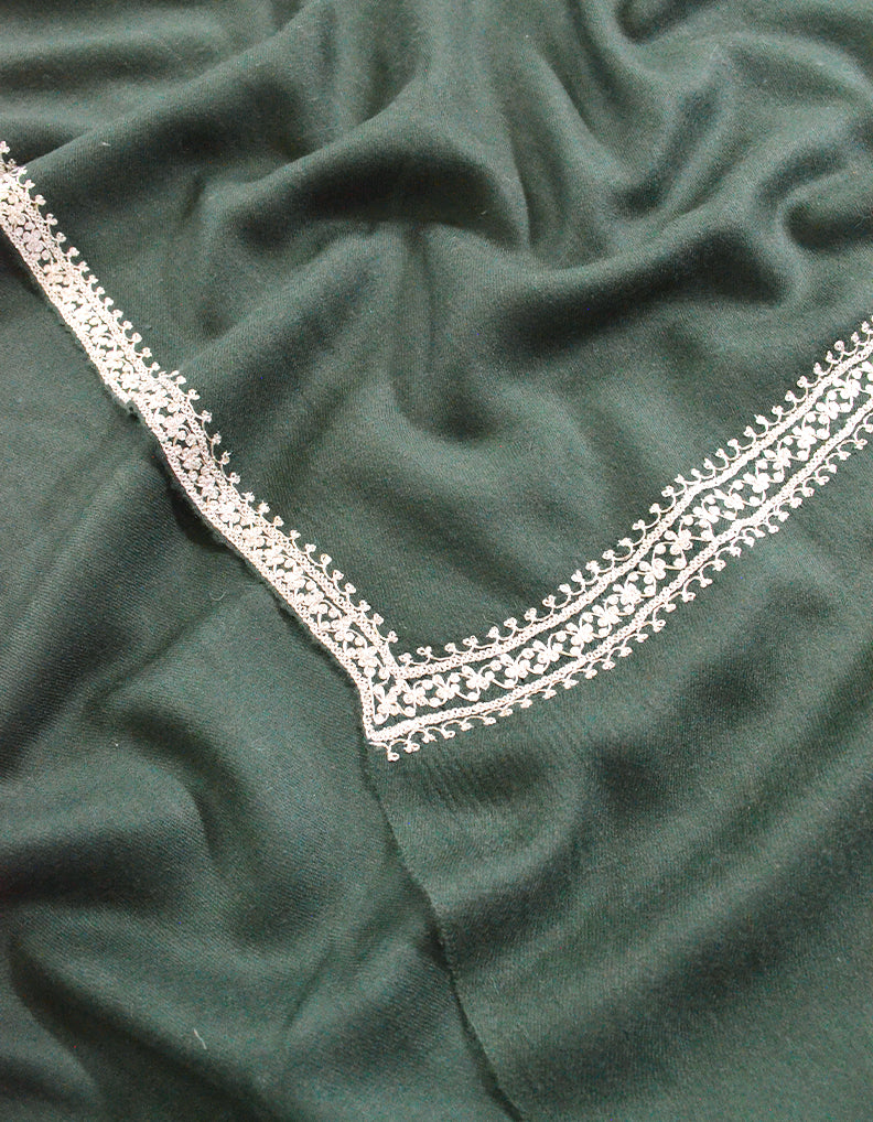 bilbao green tilla embroidery pashmina shawl 8405