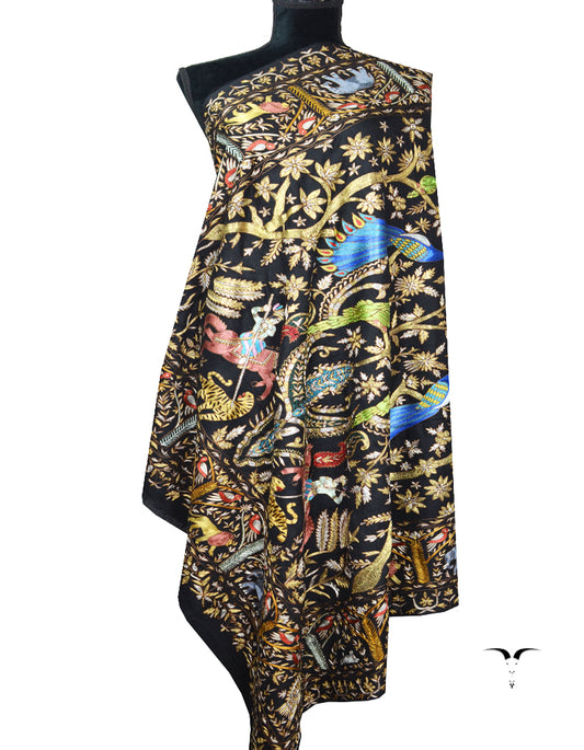 Black kalamkari Pashmina shawl 8570 (Size M)