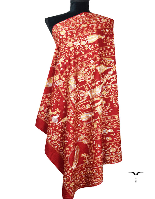 Maroon kalamkari Pashmina shawl 8571 (Size M)