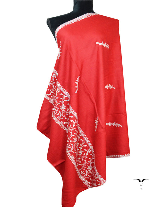 red embroidery pashmina shawl 8589