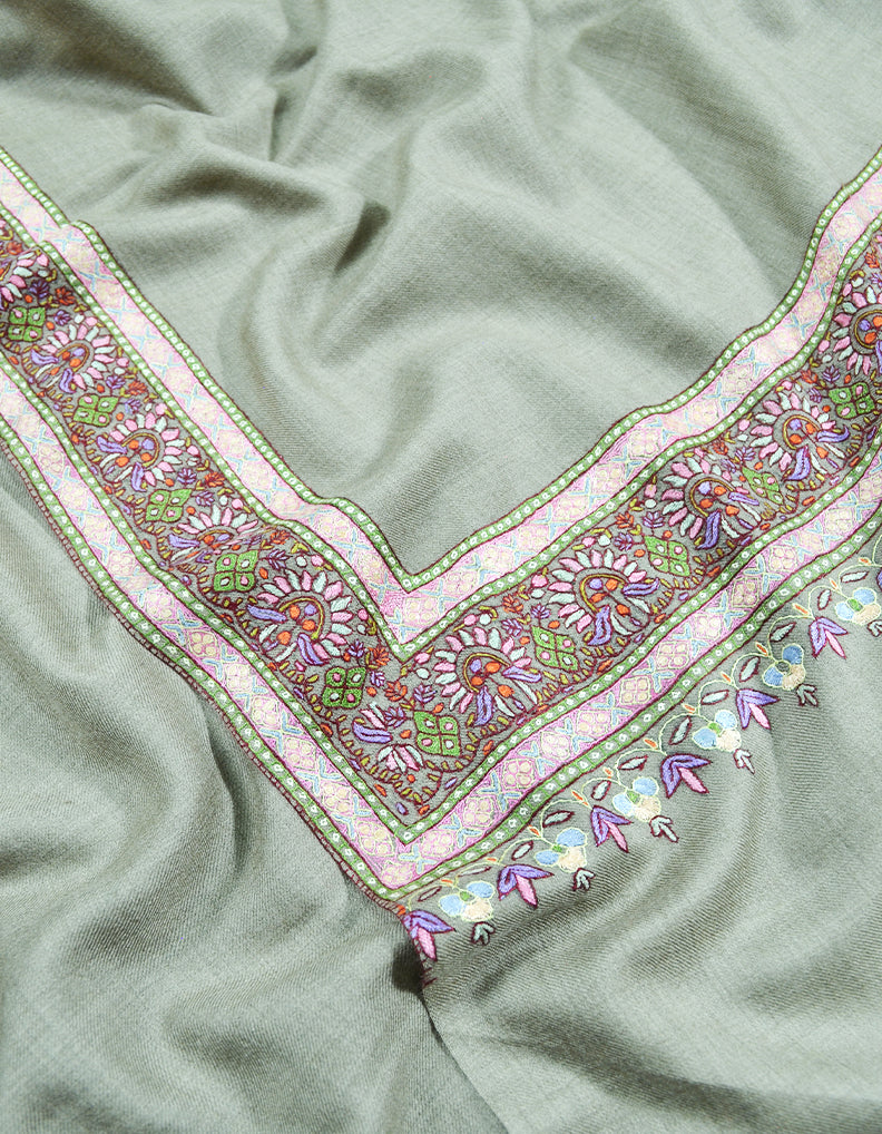 natural tilla embroidery pashmina shawl 8617