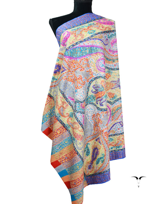 multi-coloured kalamkari Pashmina shawl 8630