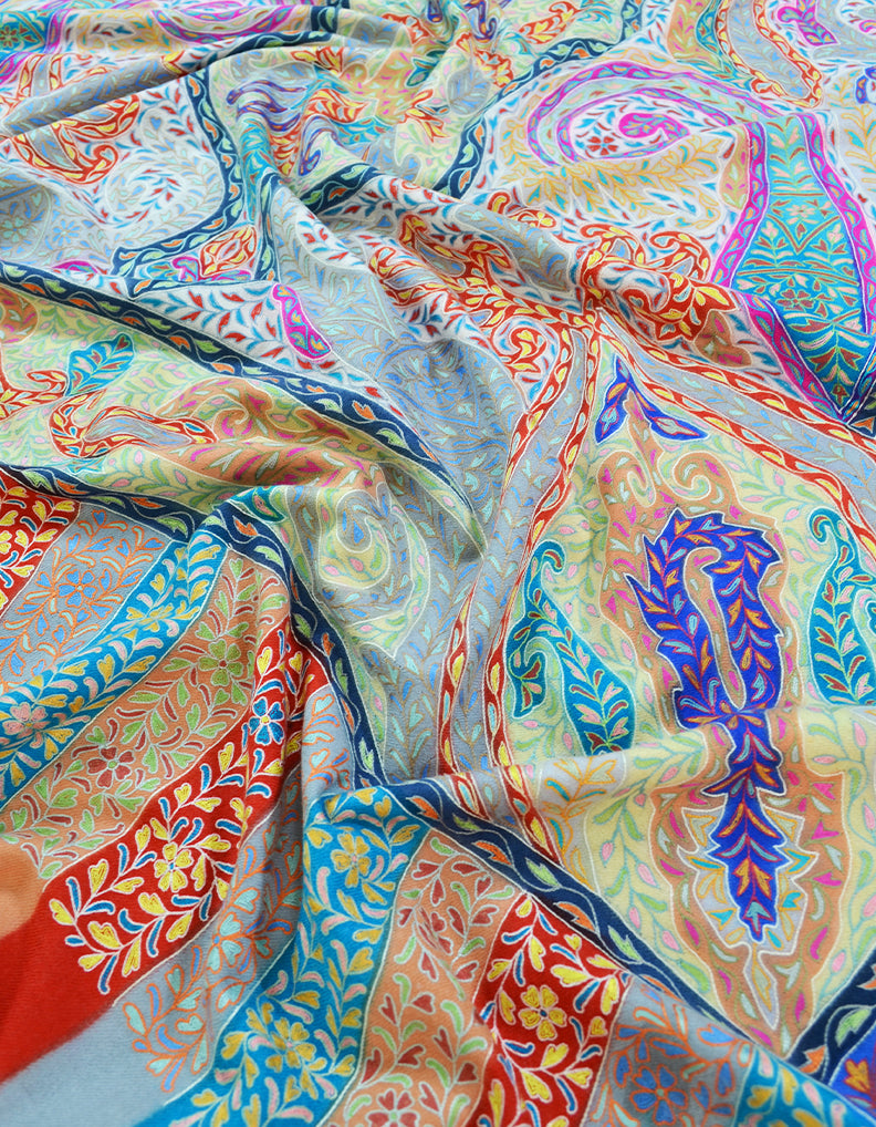 multi-coloured kalamkari Pashmina shawl 8630