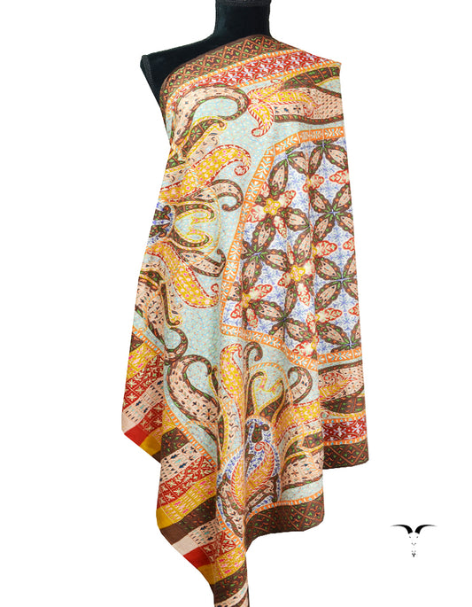 multi-coloured kalamkari Pashmina shawl 8631
