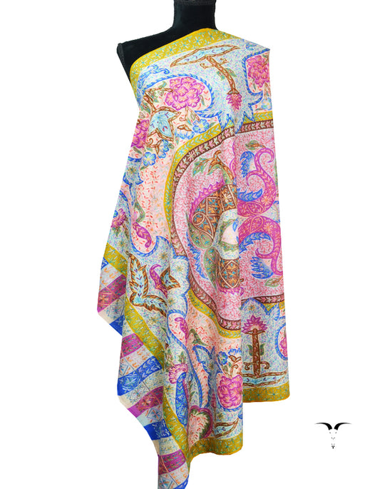multi-coloured kalamkari Pashmina shawl 8633