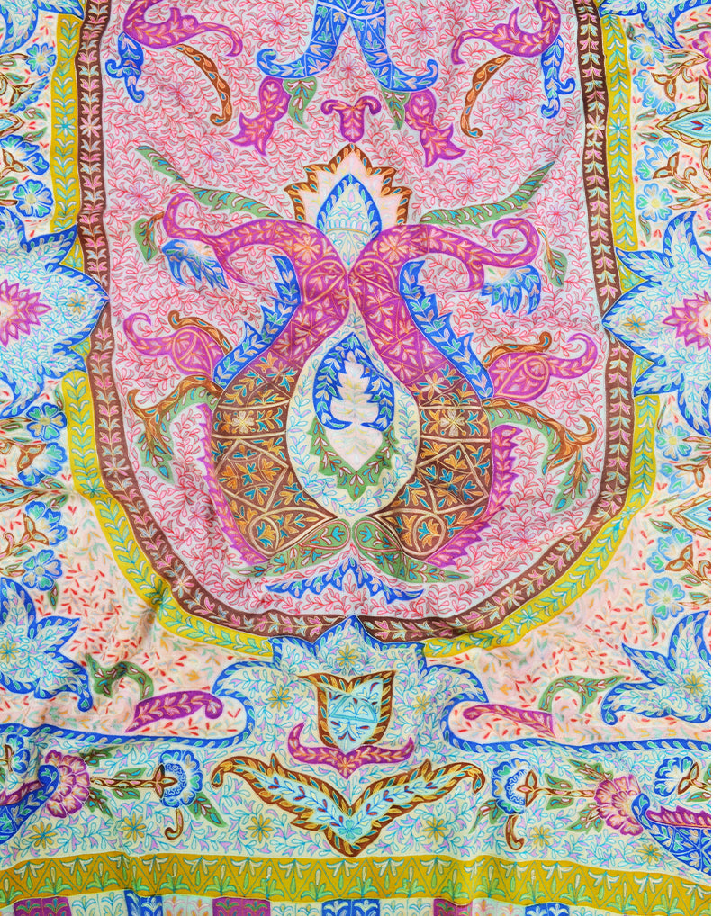 multi-coloured kalamkari Pashmina shawl 8633