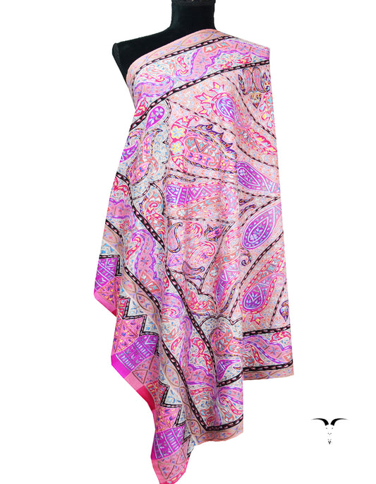 multi-coloured kalamkari Pashmina shawl 8634