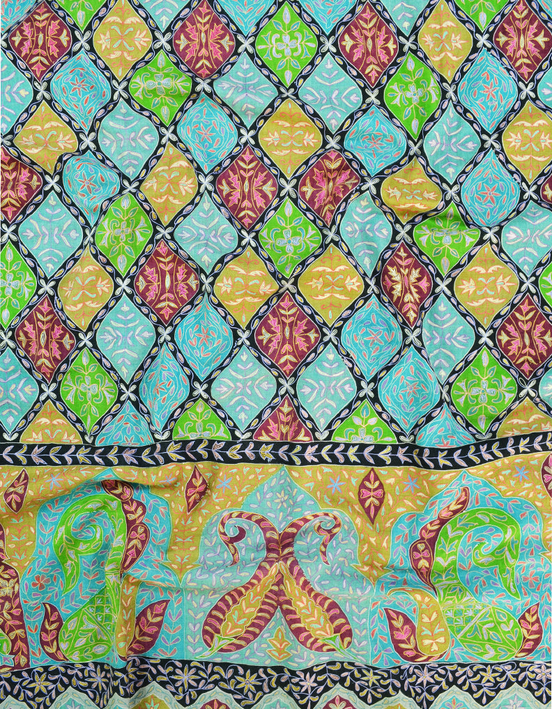 multi-coloured kalamkari Pashmina shawl 8635