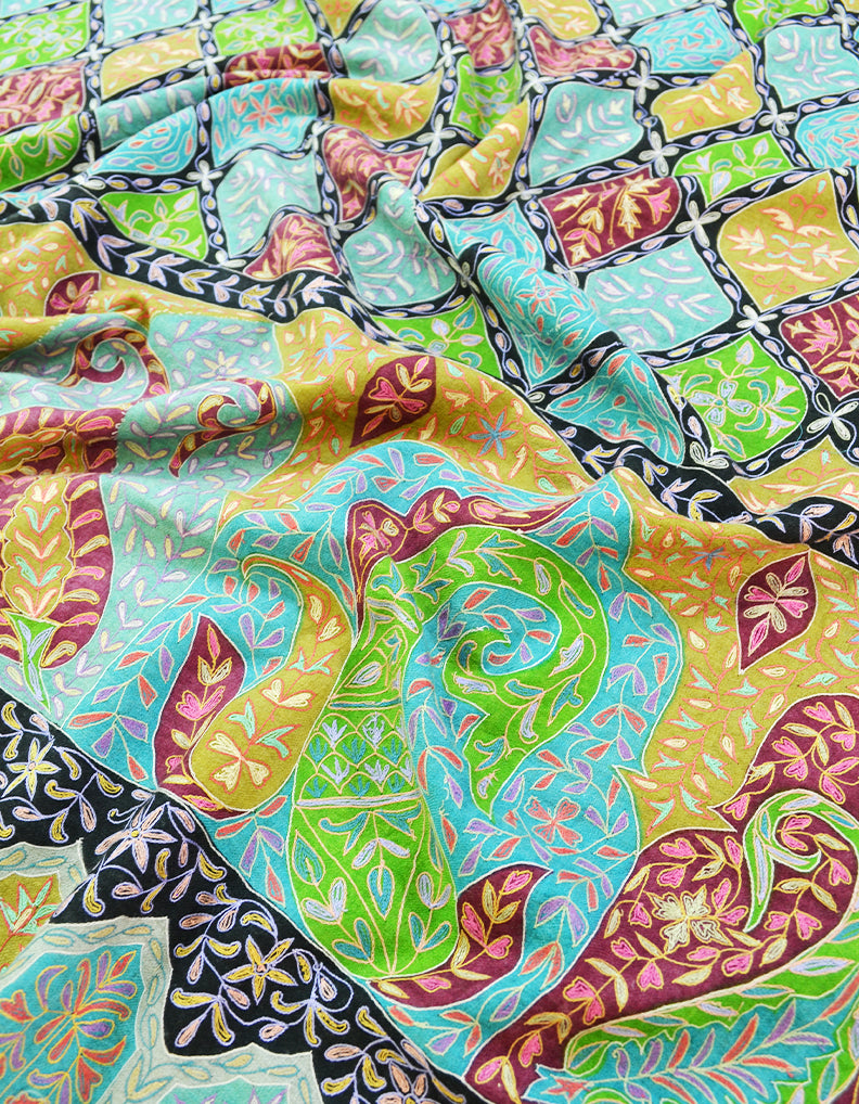 multi-coloured kalamkari Pashmina shawl 8635