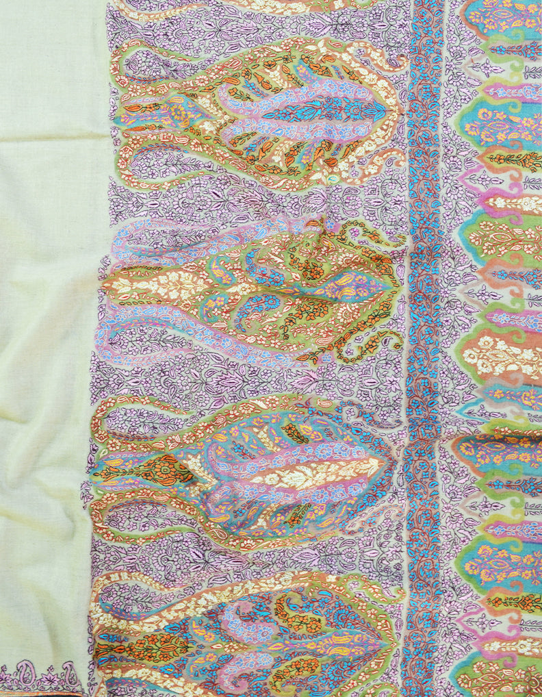 light natural kalamkari Pashmina shawl 8640