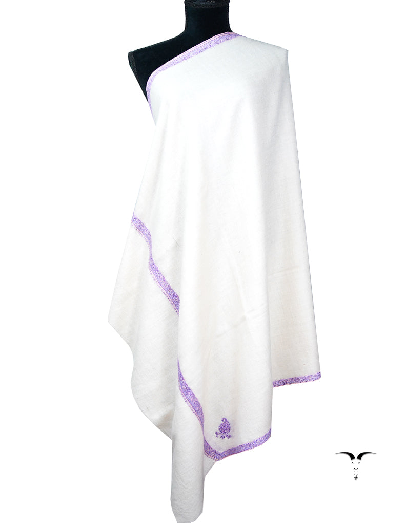 white embroidery Pashmina shawl 8676