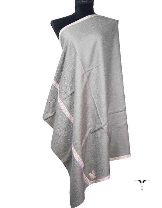 grey embroidery Pashmina shawl 8683