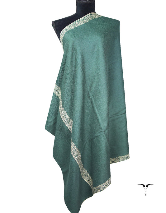 hunter green embroidery Pashmina shawl 8684