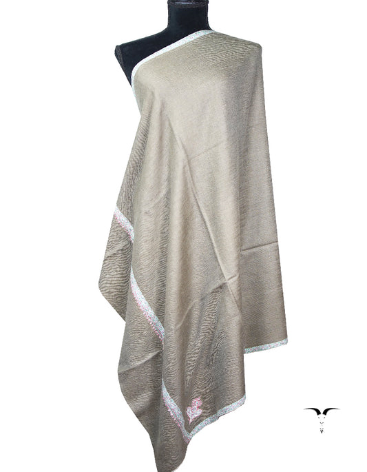 seal gray embroidery Pashmina shawl 8691