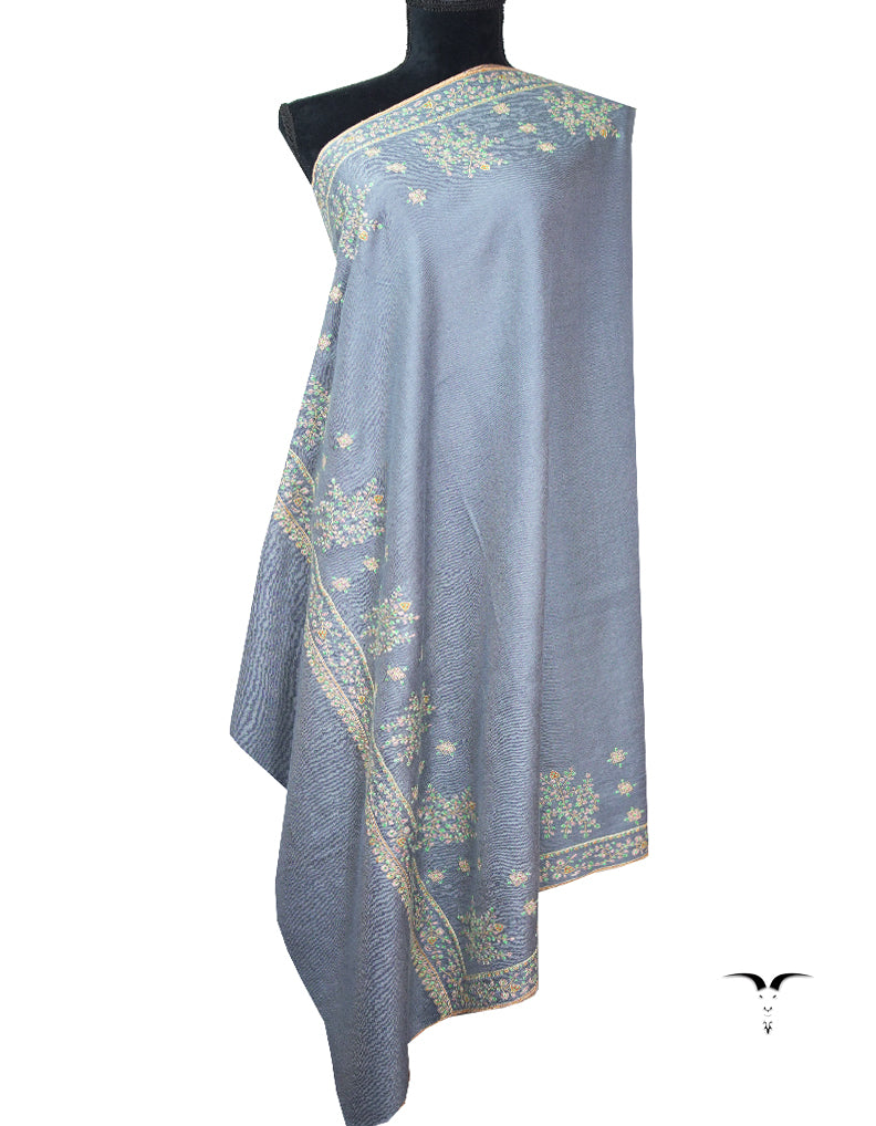 pigeon blue embroidery pashmina shawl 8732