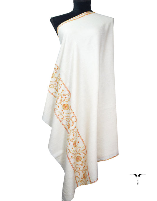 white embroidery pashmina shawl 8733