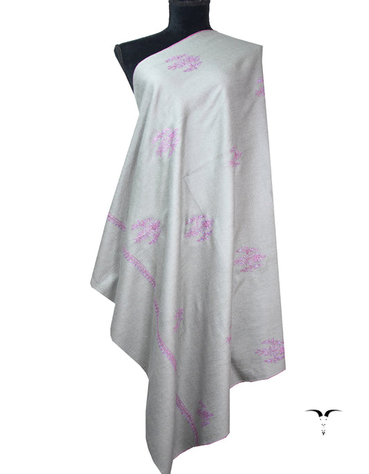 rhino gray booti embroidery pashmina shawl 8736