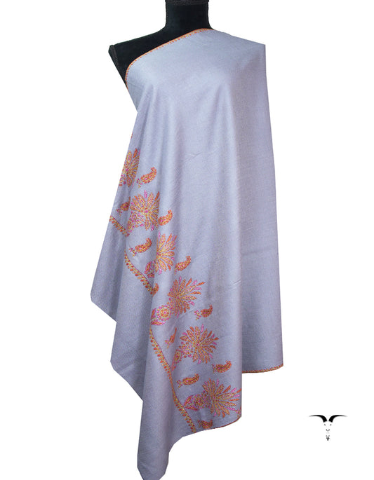 pigeon blue embroidery pashmina shawl 8738