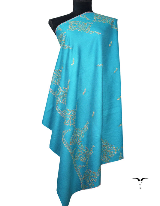 olympic blue embroidery pashmina shawl 8746