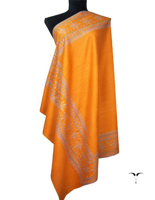 tiger orange embroidery pashmina shawl 8749