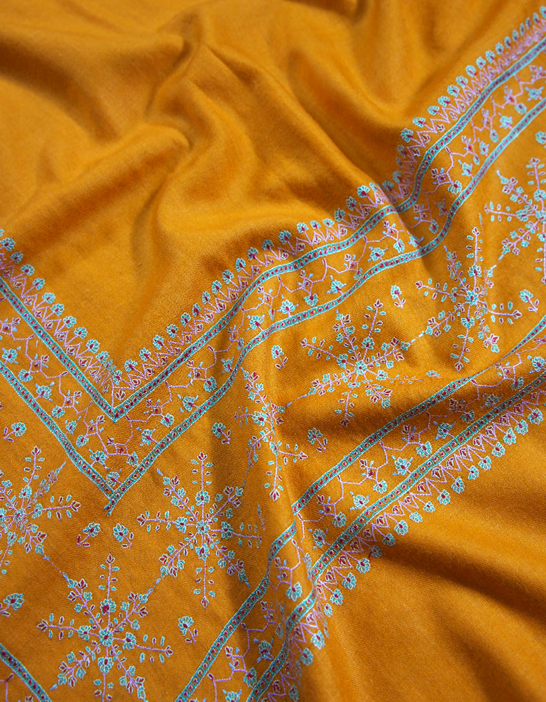 tiger orange embroidery pashmina shawl 8749