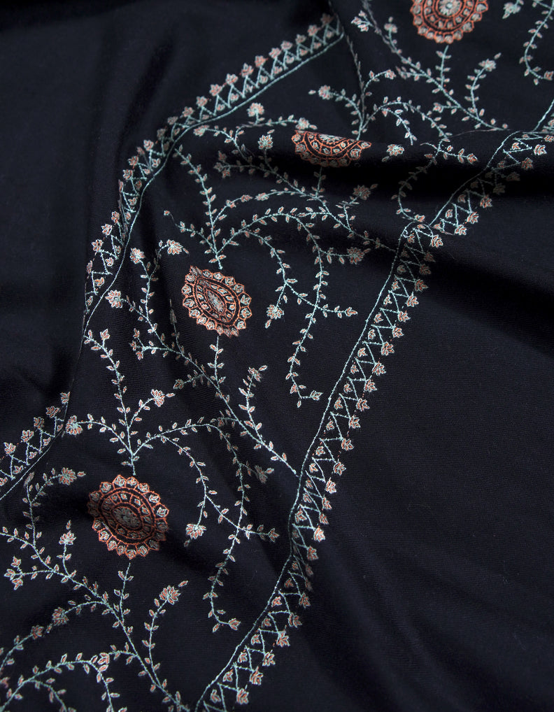 black embroidery pashmina shawl 8751