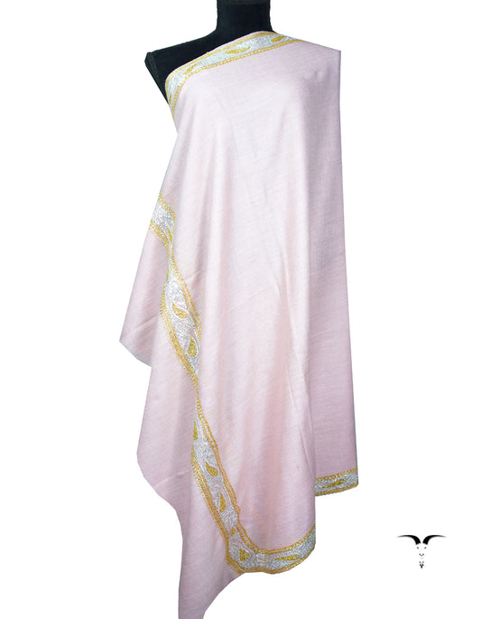 lavender pink tilla embroidery pashmina shawl 8760