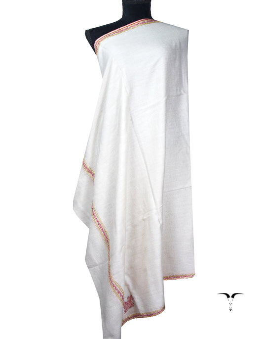 creamy white tilla embroidery pashmina shawl 8763