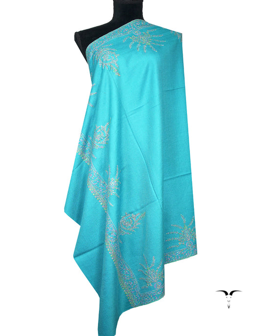 maya blue embroidery pashmina shawl 8768