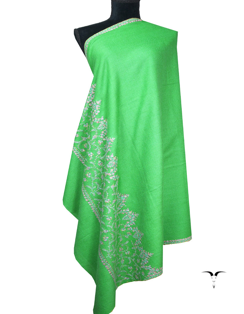 emerald green embroidery pashmina shawl 8775