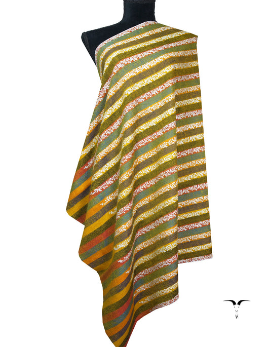 multi-colored striped embroidery pashmina shawl 8779