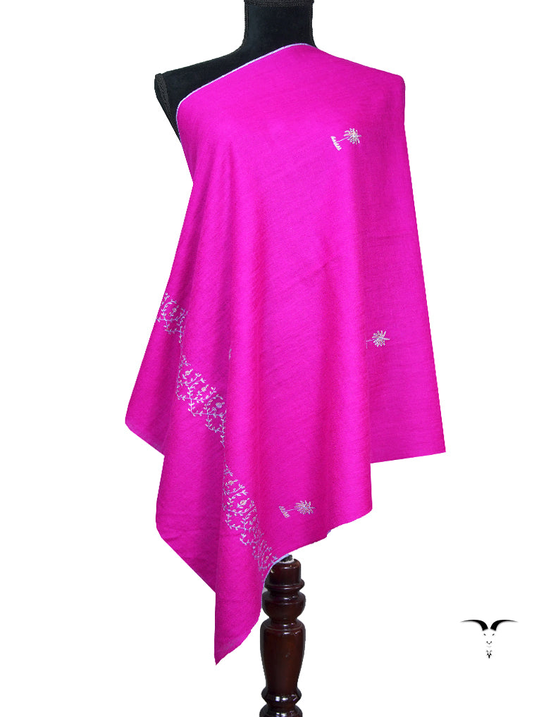 magenta embroidery pashmina stole 8791