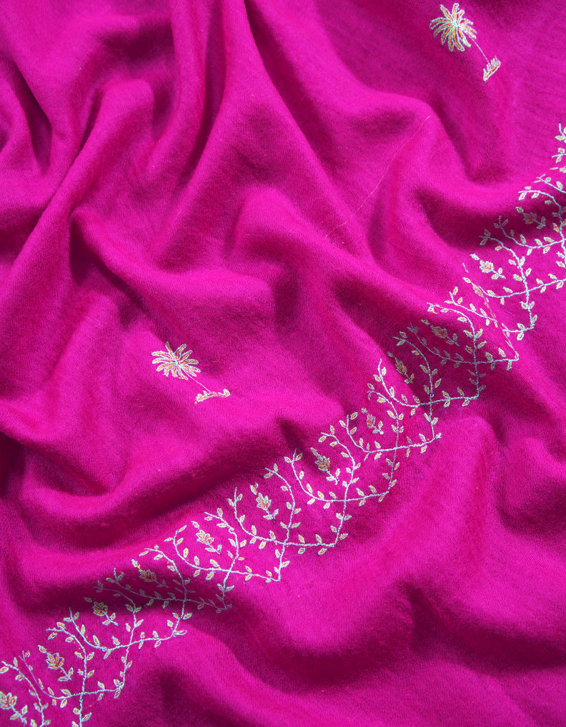 magenta embroidery pashmina stole 8791