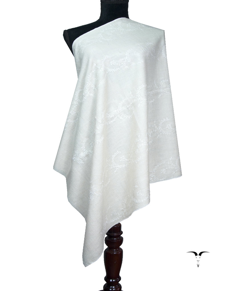 white embroidery pashmina stole 8793