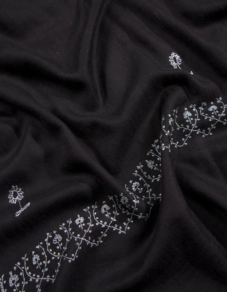 black embroidery pashmina stole 8797