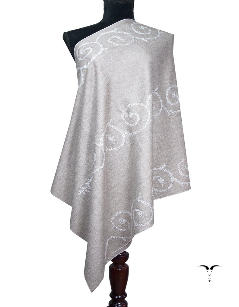 light natural embroidery pashmina stole 8798