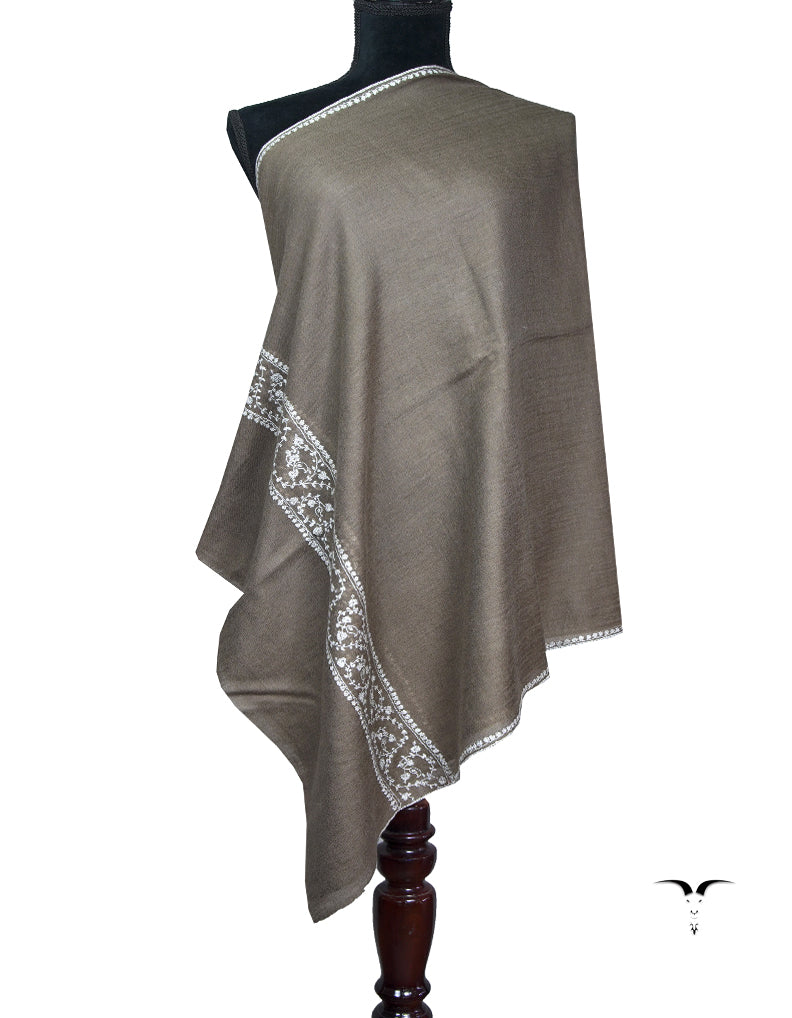 dark natural embroidery pashmina stole 8802