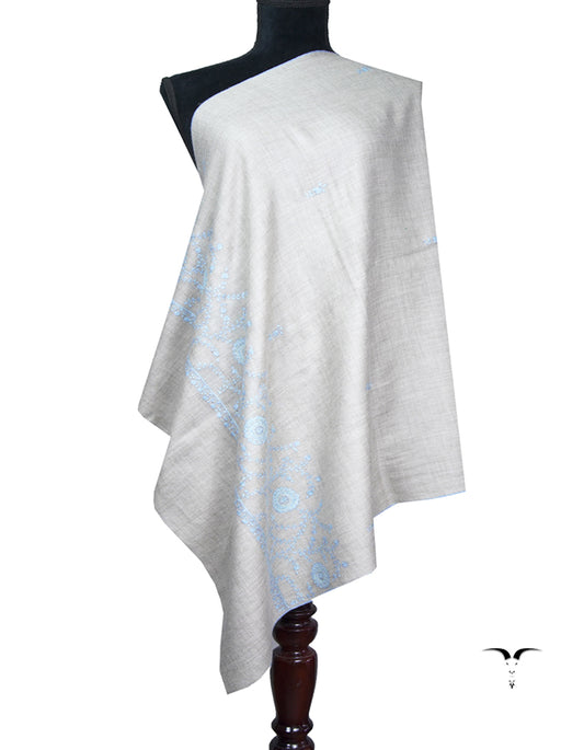 pearl gray embroidery pashmina stole 8803