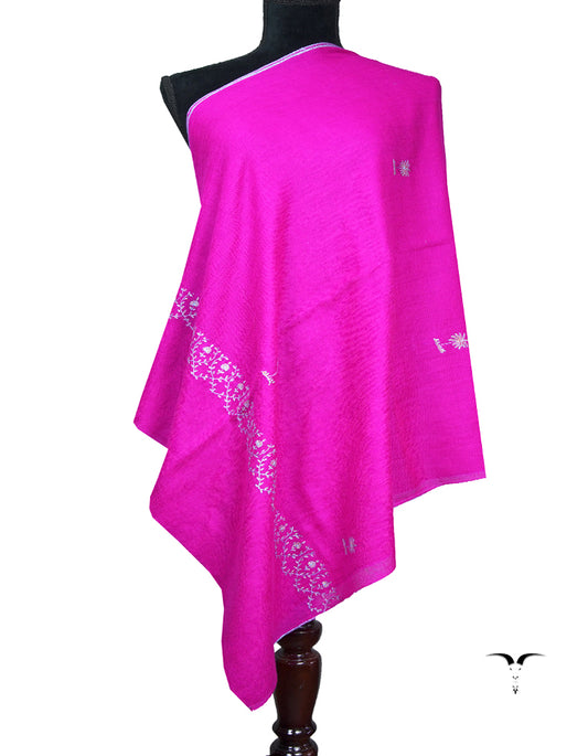 hot pink embroidery pashmina stole 8808