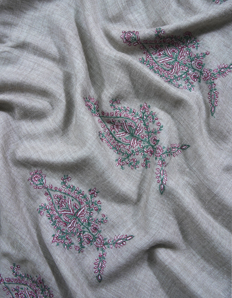 harbor gray embroidery pashmina stole 8813