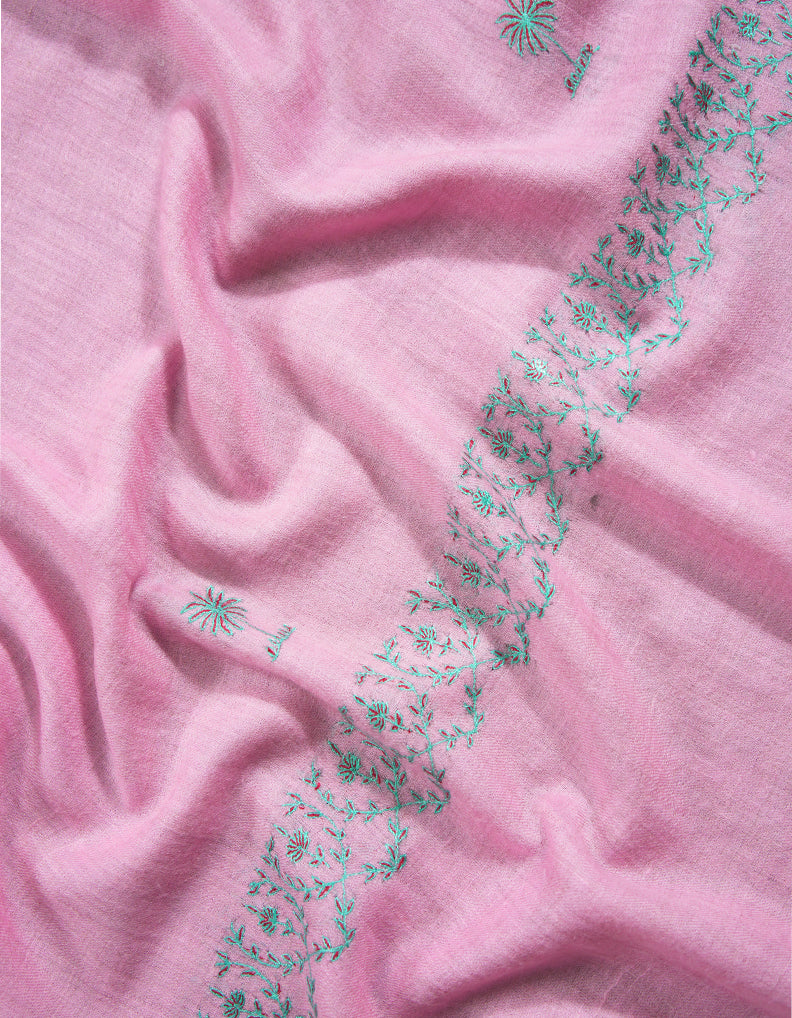 carnation pink embroidery pashmina stole 8816