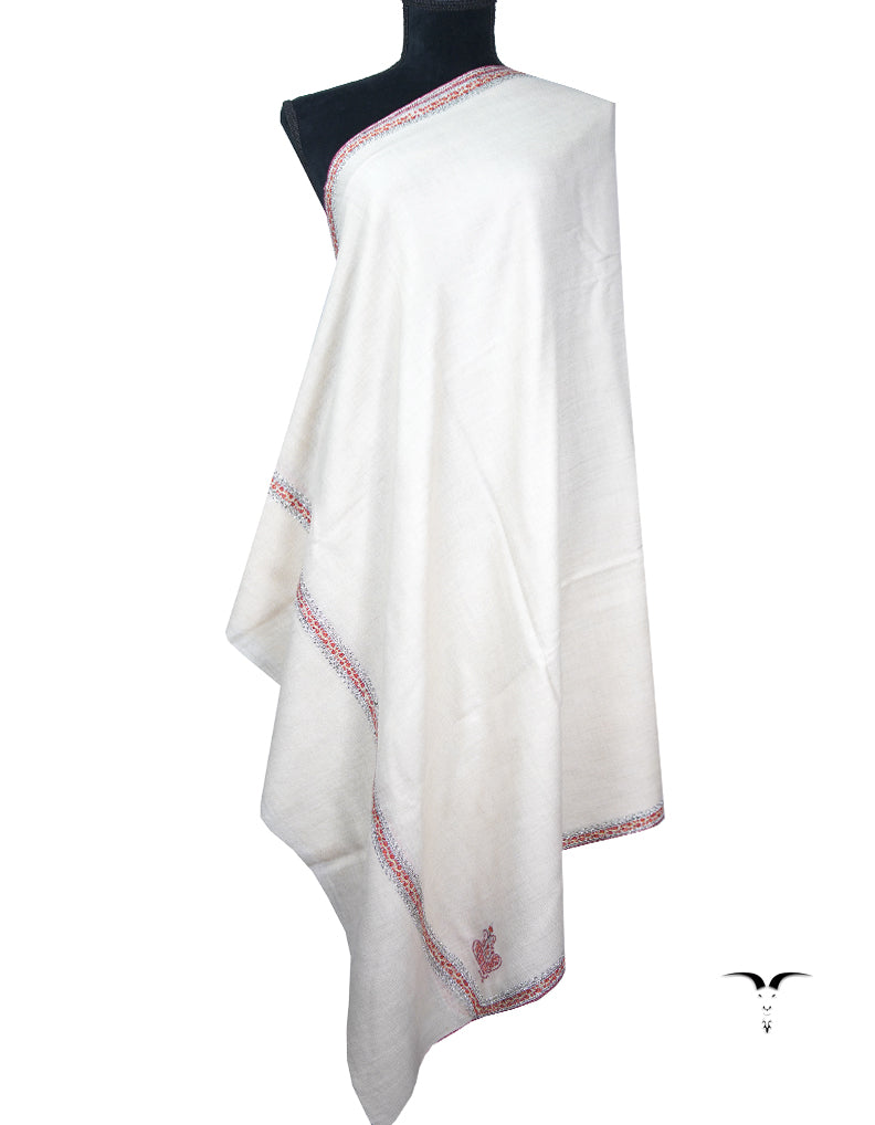 white tilla embroidery pashmina shawl 8826