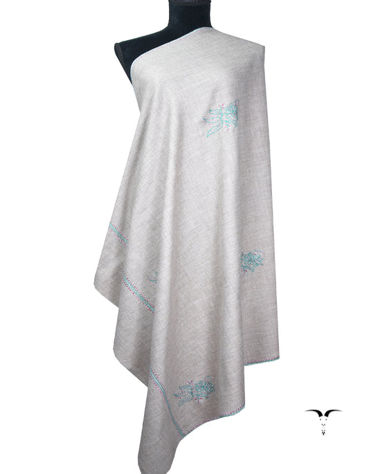 harbor gray booti embroidery pashmina shawl 8829