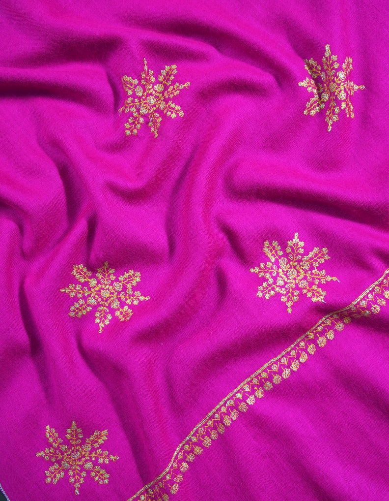 hot pink booti embroidery pashmina shawl 8831