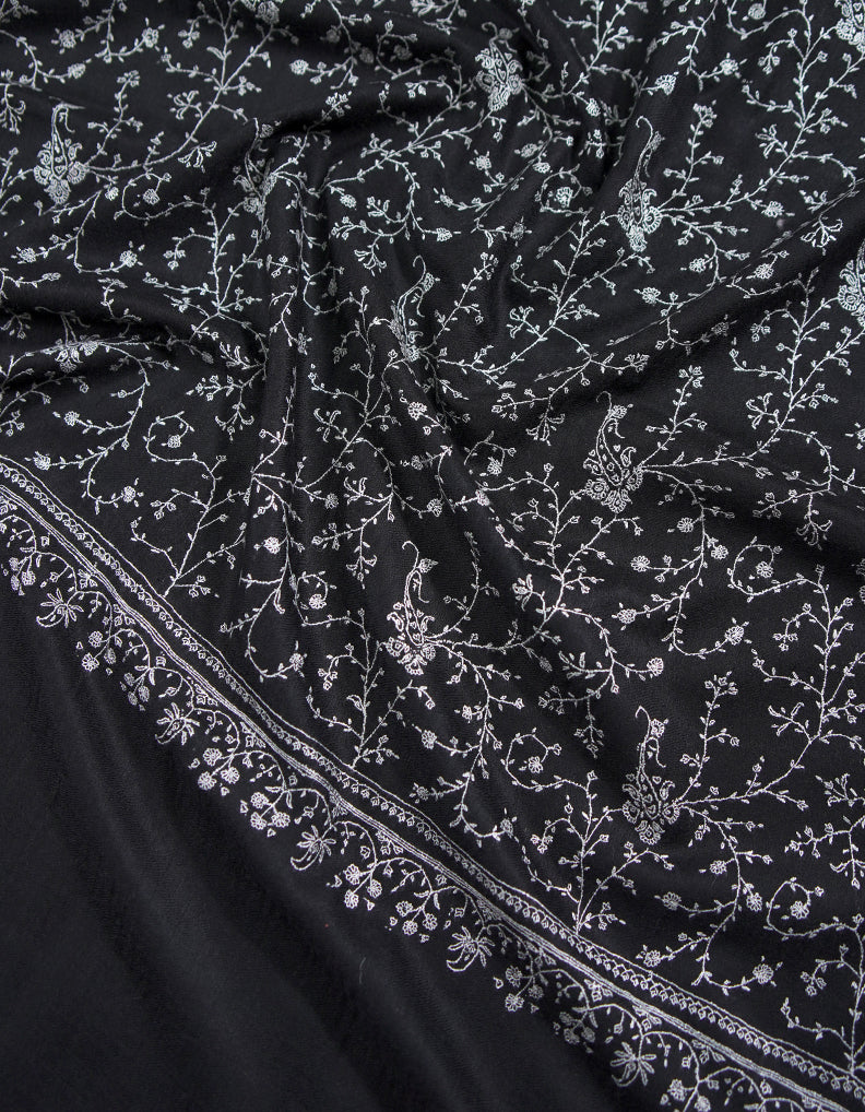 black jamma embroidery pashmina shawl 8833