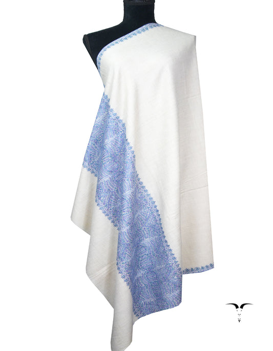 pure white embroidery pashmina shawl 8835